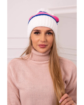 Women's cap Kinga K297 (Balta) + (Rugiagėlių spalva) + (Šviesi) (Rožinė)
