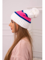 Women's cap Kinga K297 (Balta) + (Rugiagėlių spalva) + (Šviesi) (Rožinė)