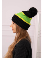 Women's cap Kinga K297 (Juoda) + (Kivio spalva) + (Neoninė) (Žalia)