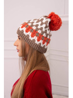 Women's cap Laila K283 (Tamsi) (Smėlio spalva)