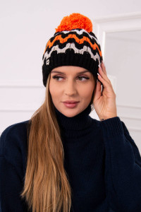 Women's cap Laila K283 (Juoda) + (Oranžinė) (Neoninė)