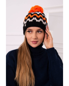 Women's cap Laila K283 (Juoda) + (Oranžinė) (Neoninė)