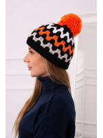 Women's cap Laila K283 (Juoda) + (Oranžinė) (Neoninė)