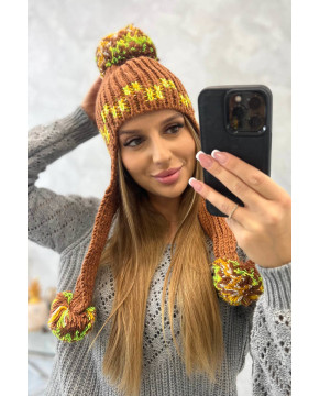 Women's long eared cap Nadia K321 (Šviesiai ruda)