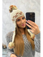 Women's long eared cap Nadia K321 (Smėlio spalva)
