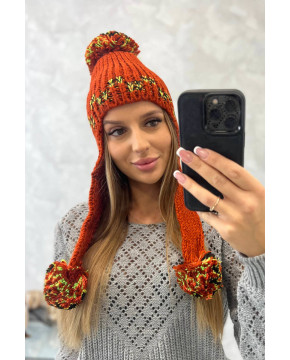 Women's long eared cap Nadia K321 (Lapės spalva)