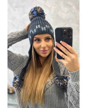 Women's long eared cap Nadia K321 (Grafito)