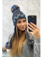 Women's long eared cap Nadia K321 (Grafito)