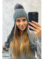 Women's long eared cap Nadia K321 (Tamsi) (Pilka)