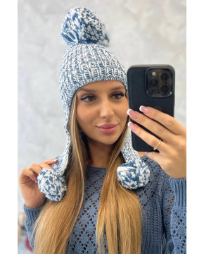 Women's long eared cap Emma K343 (Mėlyna)