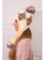 Women's long eared cap Eunika K322 (Balta)+(Geltona)