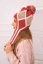 Women's long eared cap Eunika K322 (Lapės spalva)