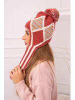 Women's long eared cap Eunika K322 (Lapės spalva)