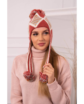 Women's long eared cap Eunika K322 (Lapės spalva)