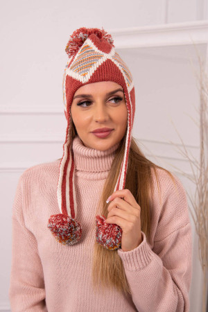 Women's long eared cap Eunika K322 (Lapės spalva)