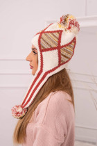 Women's long eared cap Eunika K322 (Šilko spalva)+(Raudona)