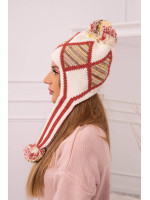 Women's long eared cap Eunika K322 (Šilko spalva)+(Raudona)