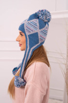 Women's long eared cap Eunika K322 (Mėlyna)