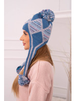 Women's long eared cap Eunika K322 (Mėlyna)