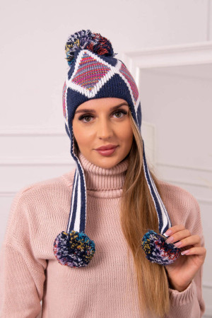 Women's long eared cap Eunika K322 (Tamsiai mėlyna)