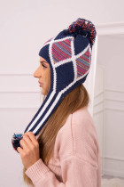 Women's long eared cap Eunika K322 (Tamsiai mėlyna)