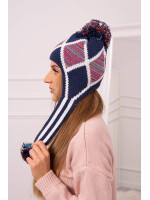 Women's long eared cap Eunika K322 (Tamsiai mėlyna)