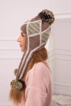 Women's long eared cap Eunika K322 (Kapučino)+(Smėlio spalva)