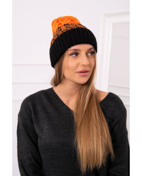 Women's cap Samara K346 (Juoda)+(Oranžinė) (Neoninė)