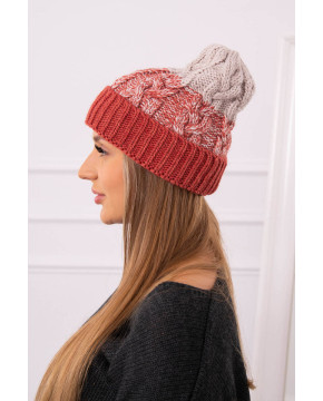 Women's cap Samara K346 (Lapės spalva)+(Smėlio spalva)