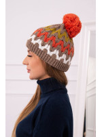 Women's cap Laila K283 (Tamsi) (Smėlio spalva)+(Kivio spalva)