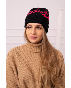 Women's cap Kira K374 (Juoda)+(Rožinė)