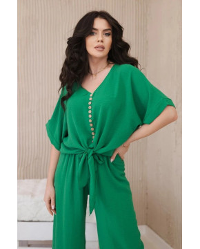 Palaidinės ir kelnių kostiumas moterims (tamsiai žalias) Palaidinės ir kelnių kostiumas moterims (tamsiai žalias)