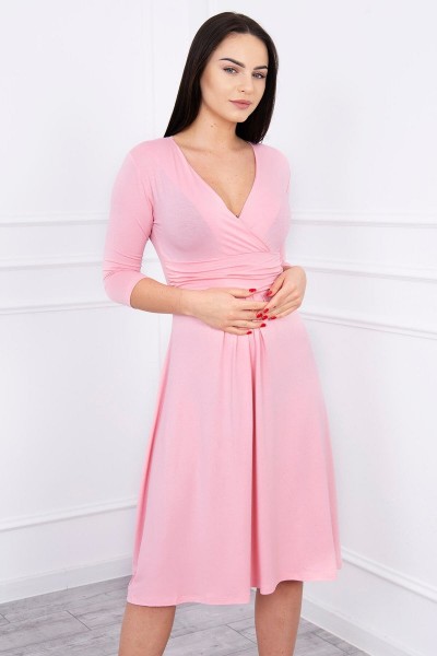 Suknelė su V formos iškirpte nėščiosioms (Šviesiai rožinės spalvos)