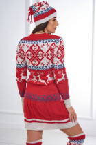 Kalėdinio megztinio - suknelės rinkinys moterims (Raudonas)