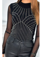 Moteriška glaustinukė su tiulio rankovėmis (juodos spalvos)