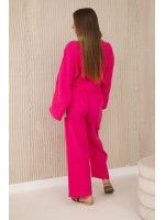 Muslino palaidinės ir kelnių kostiumėlis (fuksijos)