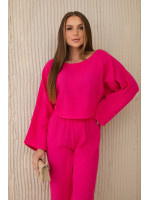 Muslino palaidinės ir kelnių kostiumėlis (fuksijos)