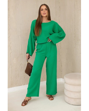 Muslino palaidinės ir kelnių kostiumėlis (žalias) Muslino palaidinės ir kelnių kostiumėlis (žalias)