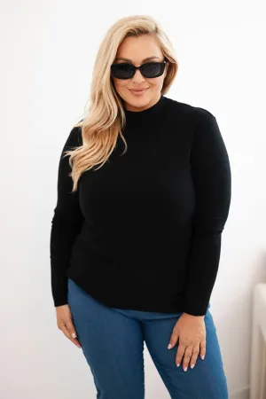 Plus Size dydžio megztinis moterims aukštu kaklu (Juoda)
