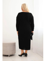 Kasdienė plus size dydžio suknelė su mohera (Juoda)