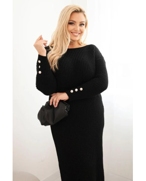 Kasdienė plus size dydžio suknelė su mohera (Juoda)