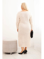 Kasdienė plus size dydžio suknelė su mohera (Smėlio spalva)