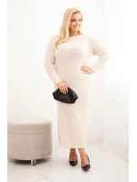 Kasdienė plus size dydžio suknelė su mohera (Smėlio spalva)