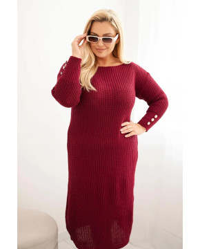 Kasdienė plus size dydžio suknelė su mohera (Bordo)