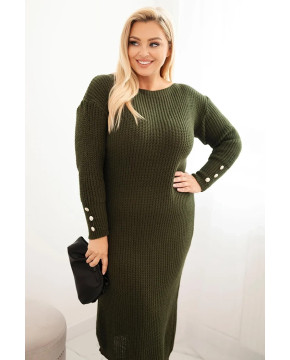 Kasdienė plus size dydžio suknelė su mohera (Chaki)