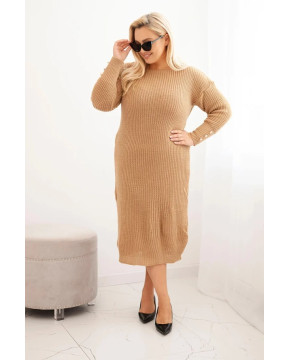 Kasdienė plus size dydžio suknelė su mohera (Šviesiai ruda)
