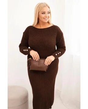 Kasdienė plus size dydžio suknelė su mohera (Šokoladinė)