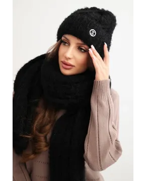 Moteriškas kepurės ir šaliko komplektas (Juodas)