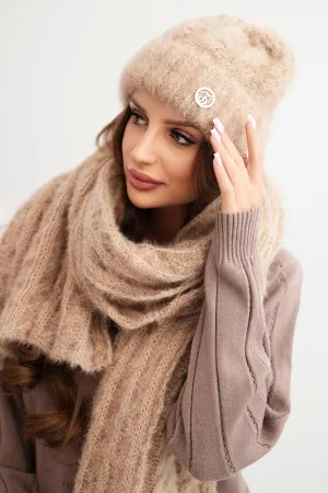 Moteriškas kepurės ir šaliko komplektas (Šviesiai rudas)