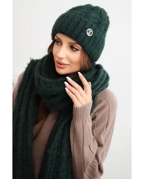 Moteriškas kepurės ir šaliko komplektas (Tamsi žalia)